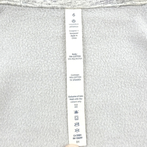 Lululemon Heathered Grey Scuba Hoodie Thumbholes Size 6 - Picture 7 of 10